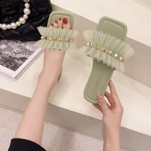 slippers 2021 women's thick-soled pearl fabric large size 35-43 sandals and slippers, fashionable high heels, Black